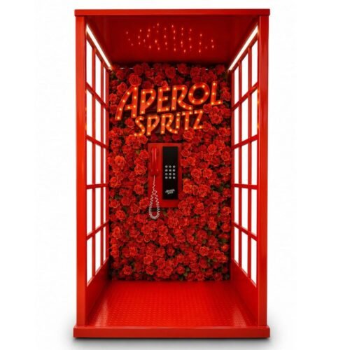 Aperol Spritz Event Activation Floral Telephone Booth Backdrop Display