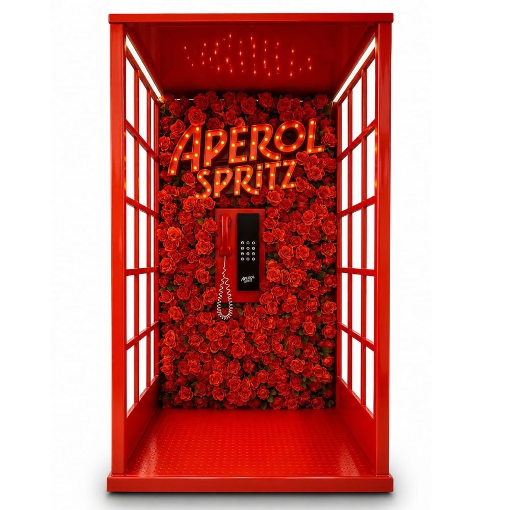 Aperol Spritz Event Activation Floral Telephone Booth Backdrop Display