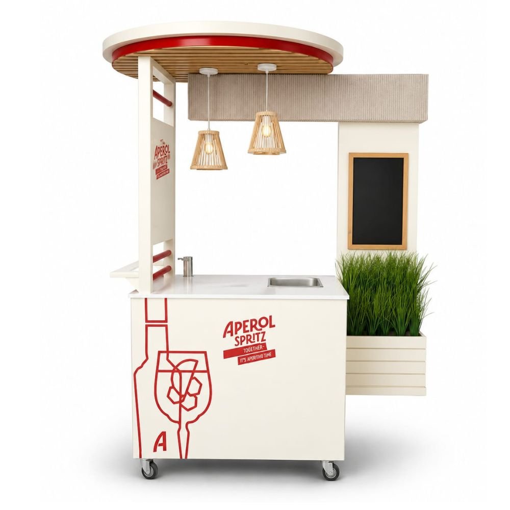 Custom Mobile Aperol Spritz Bar Cart with Built-in Sink