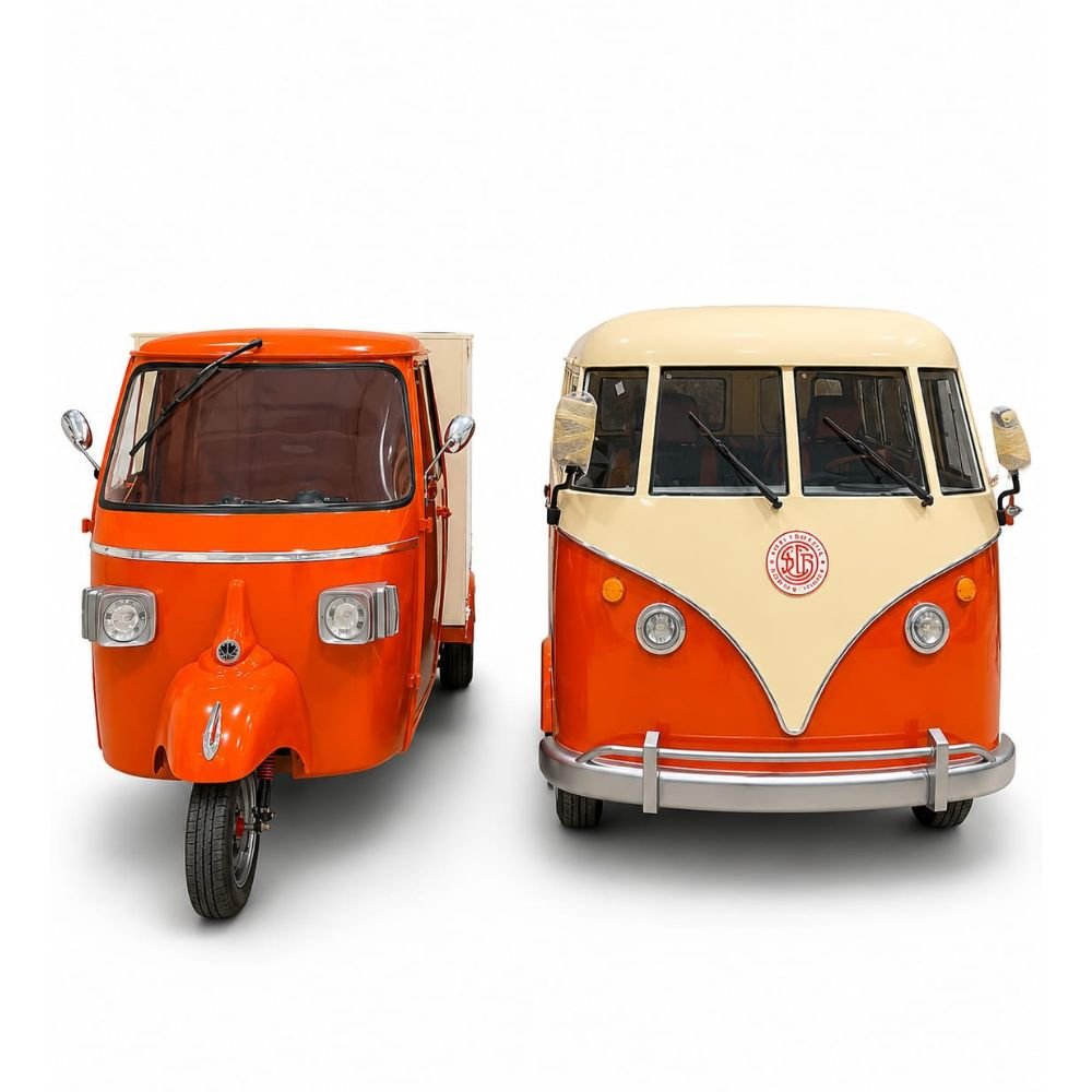 Vintage Piaggio Ape and VW Bus Style Mobile Food Truck Combo